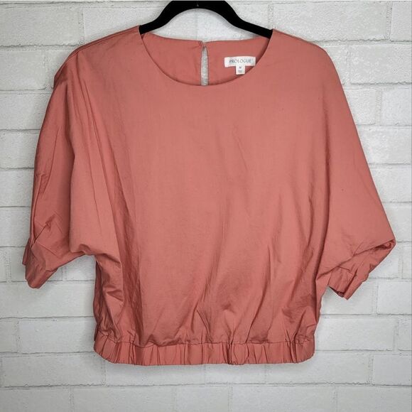 Prolouge Terracotta Orange Ballon Sleeve Cropped Blouse - Picture 1 of 4